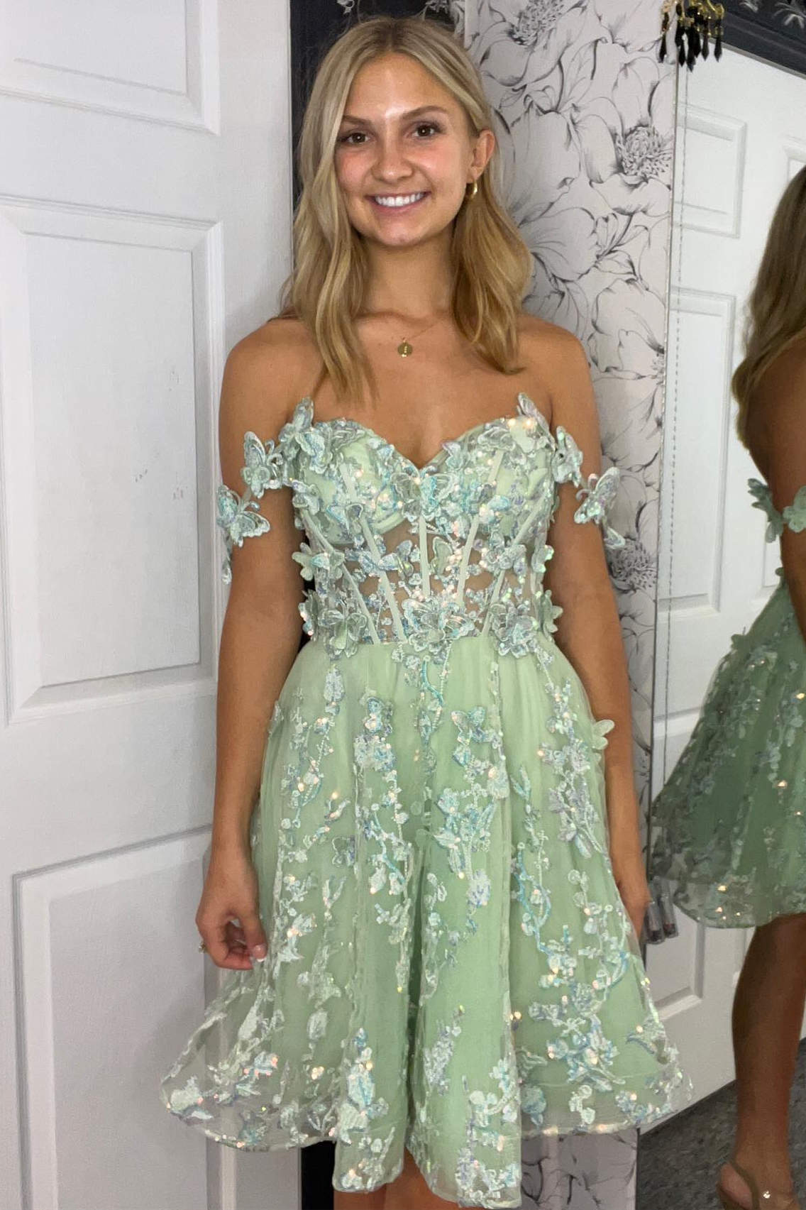 sage green homecoming dress